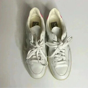 Veja V 12 White Oxford Gray Pink Leather Sneaker
